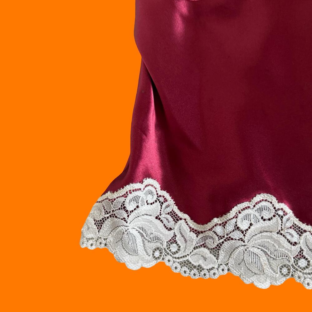 90's 00's vintage red satin lace y2k babydoll camisole M cinema etoile - Picture 4 of 7